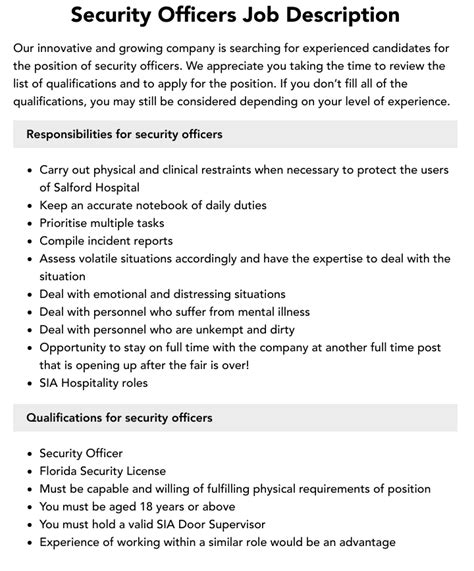 security officer duties and responsibilities.